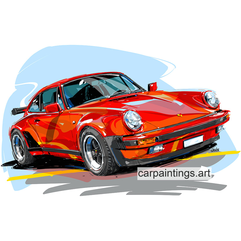 Car art, car painting, automotive art, Porsche