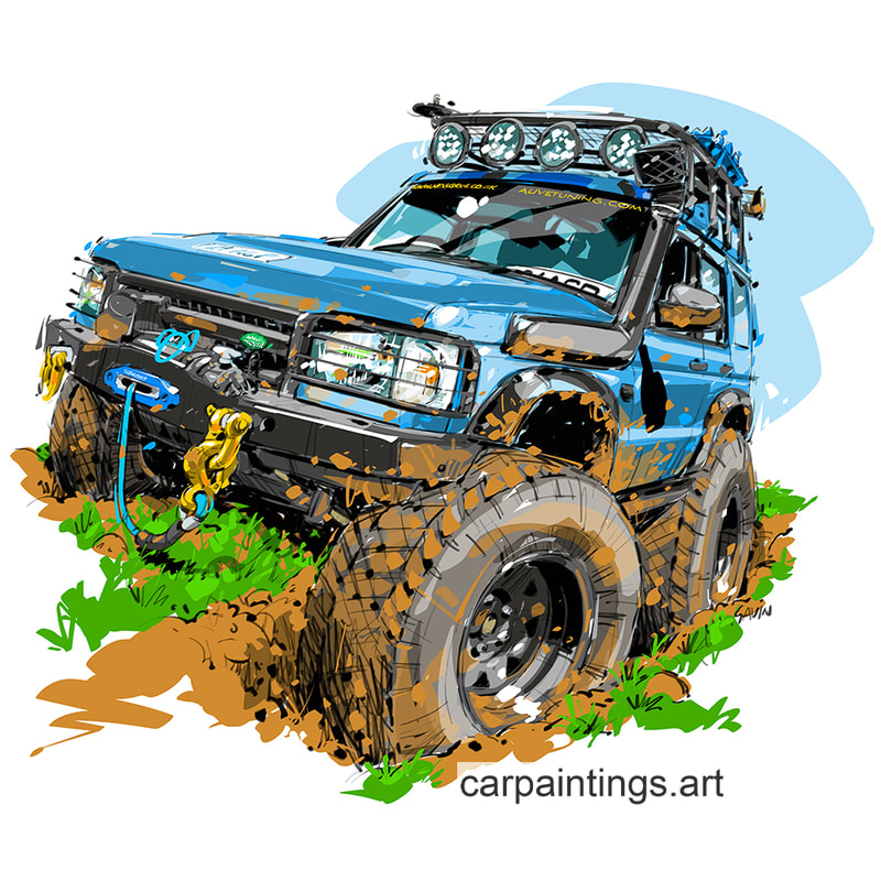 Car art, car painting, automotive art, Land Rover Discovery