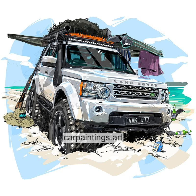 Car art, car painting, automotive art, Land Rover Discovery