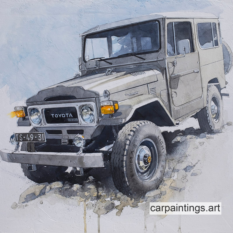 Car art, car painting, automotive art, acrylic on canvas