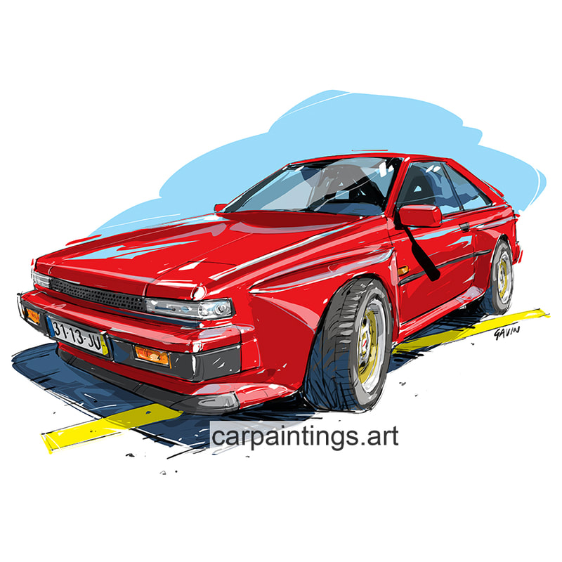 Car art, car painting, automotive art, Nissan