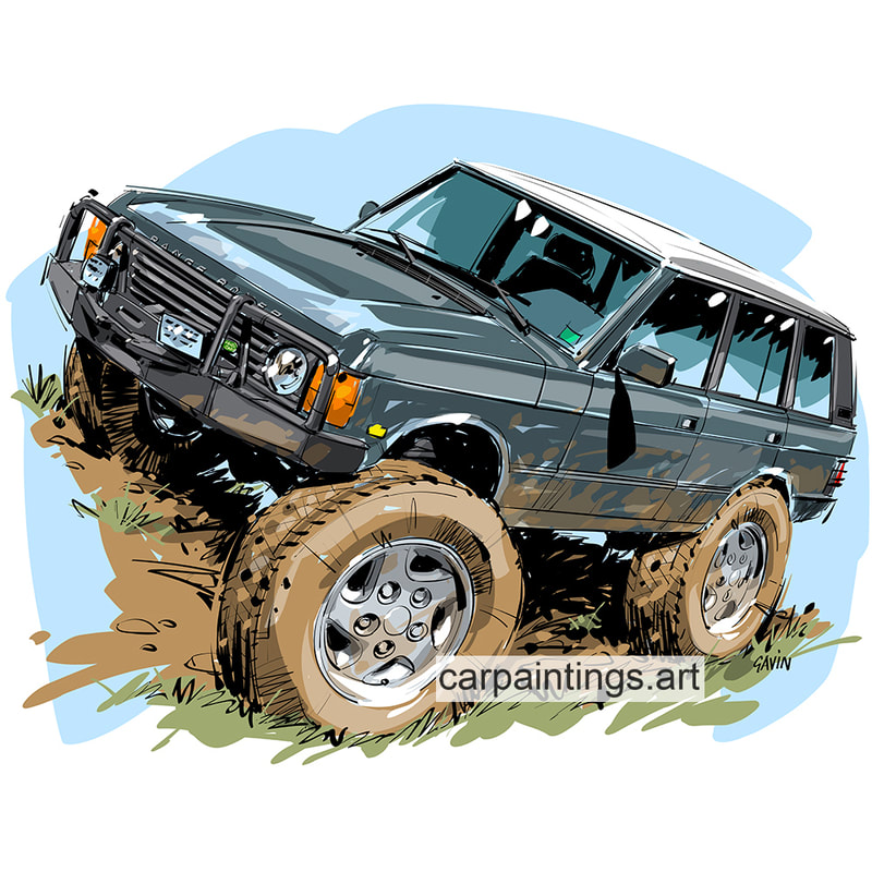 Car art, car painting, automotive art, Range Rover