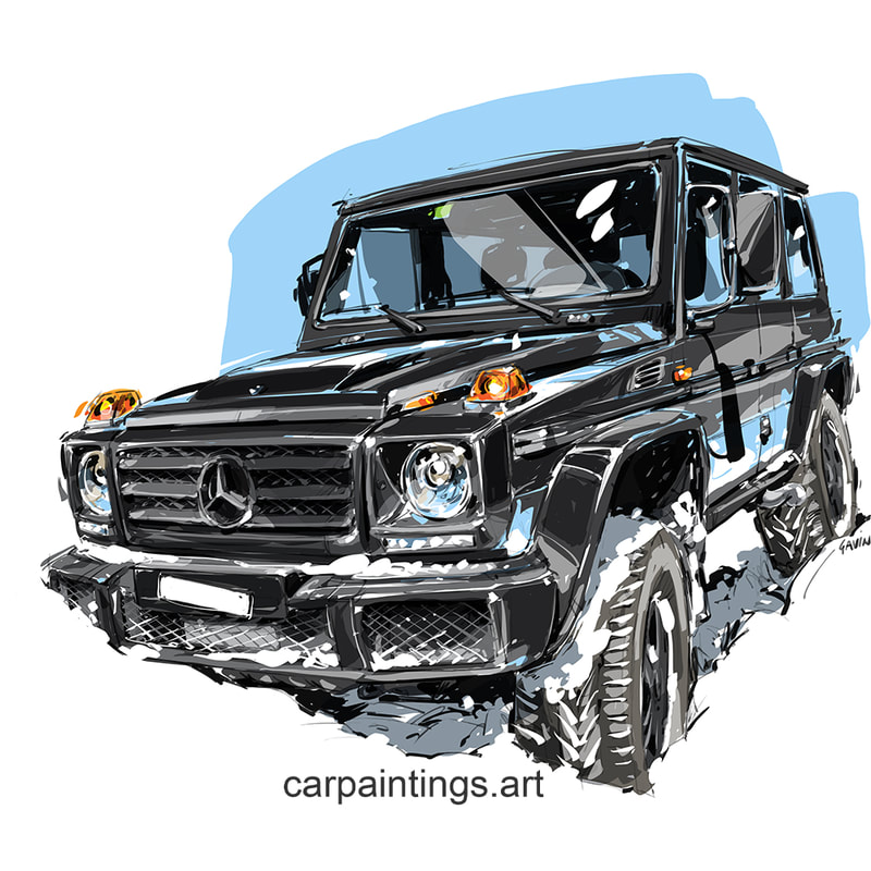 Car art, car painting, automotive art, Mercedes G