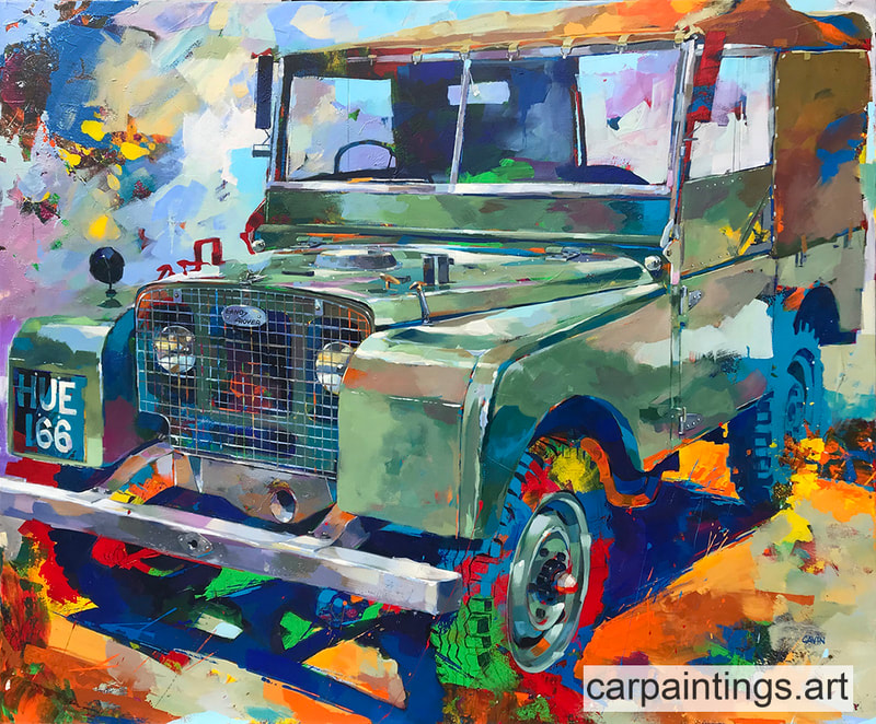 Car art, car painting, automotive art, acrylic on canvas