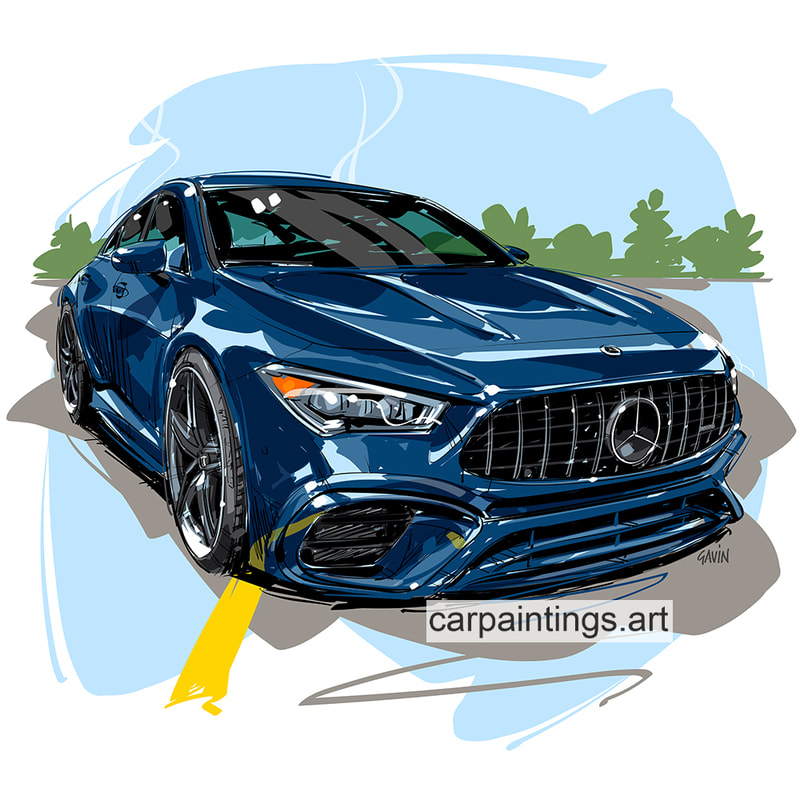Car art, car painting, automotive art, AMG