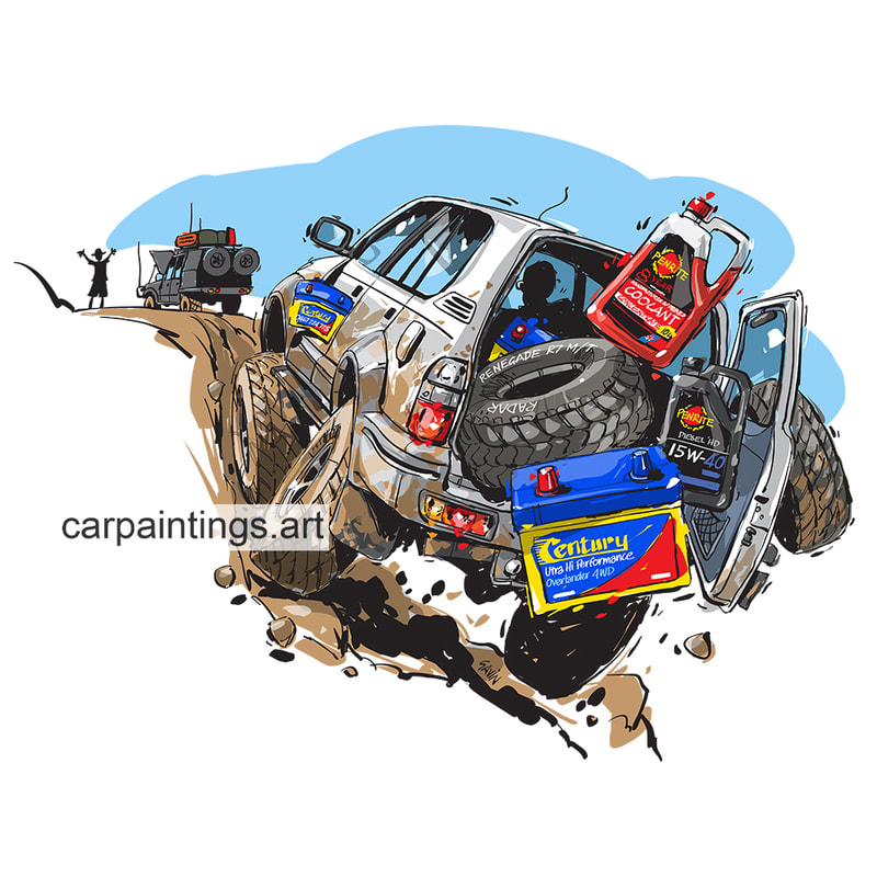 Car art, car painting, automotive art, Toyota Land Cruiser