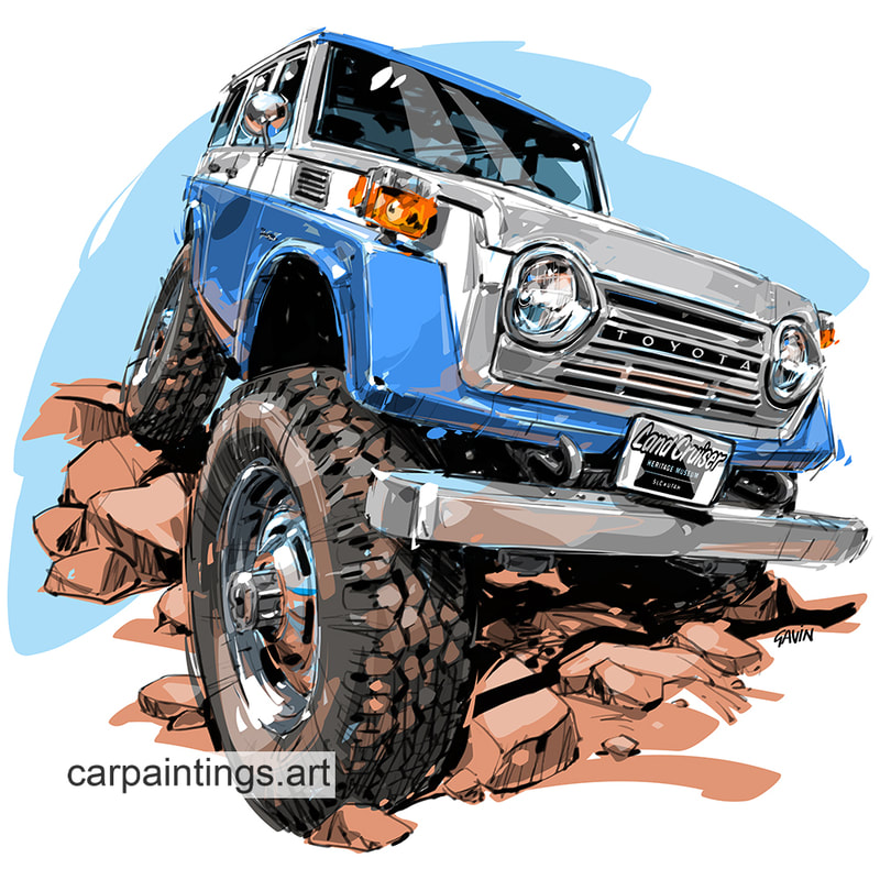 Car art, car painting, automotive art, Toyota Land Cruiser
