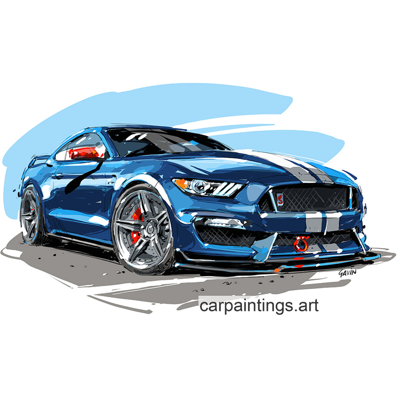 Car art, car painting, automotive art, Mustang