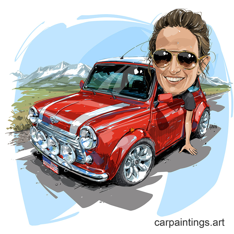 Portrait, Car art, car painting, automotive art, Caricature, cartoon
