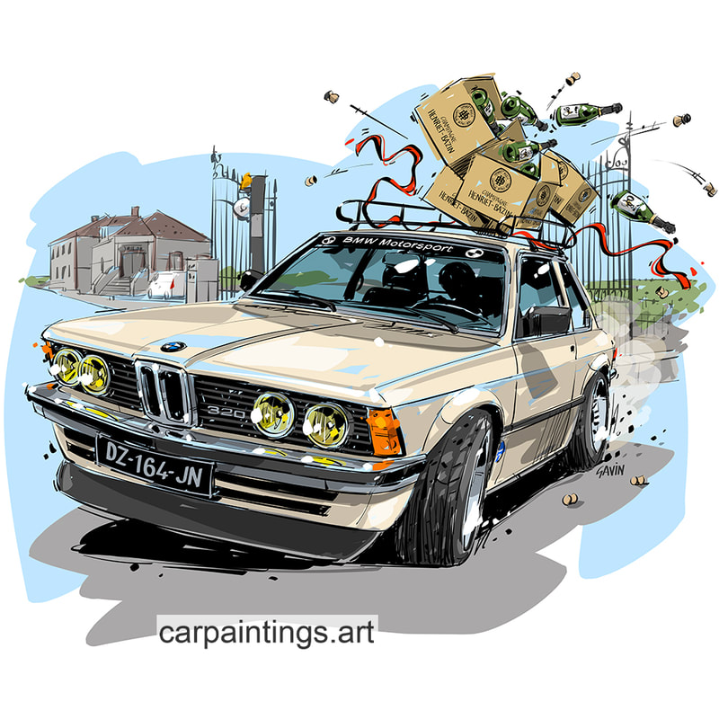 Car art, car painting, automotive art, BMW 320