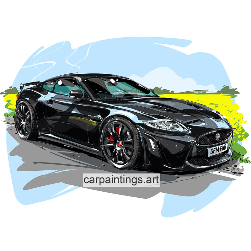 Car art, car painting, automotive art, Jaguar