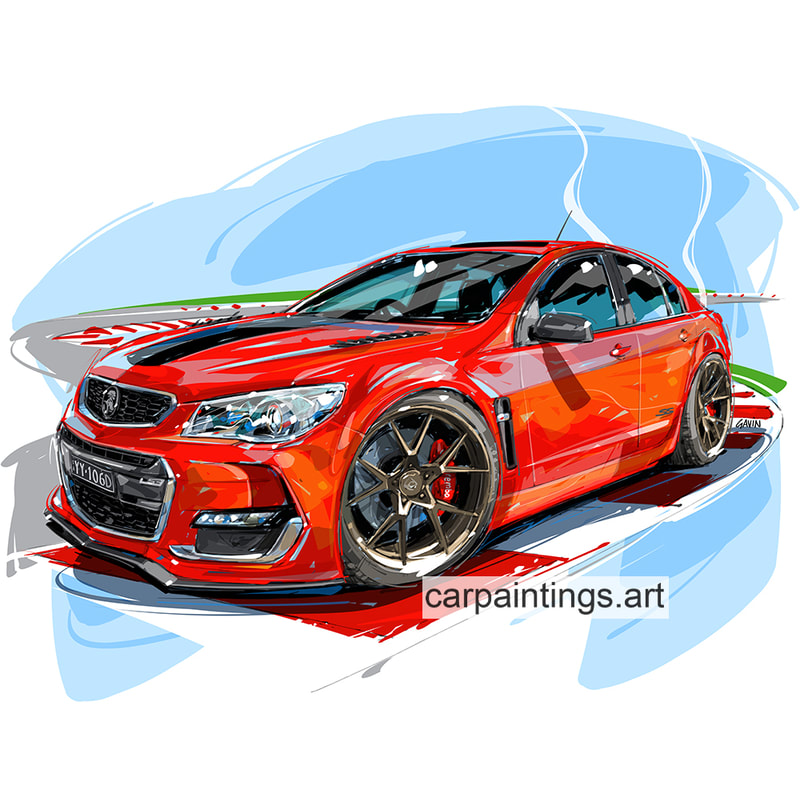Car art, car painting, automotive art, Holden