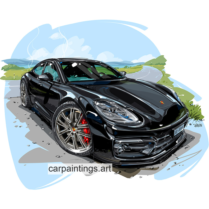 Car art, car painting, automotive art, Porsche